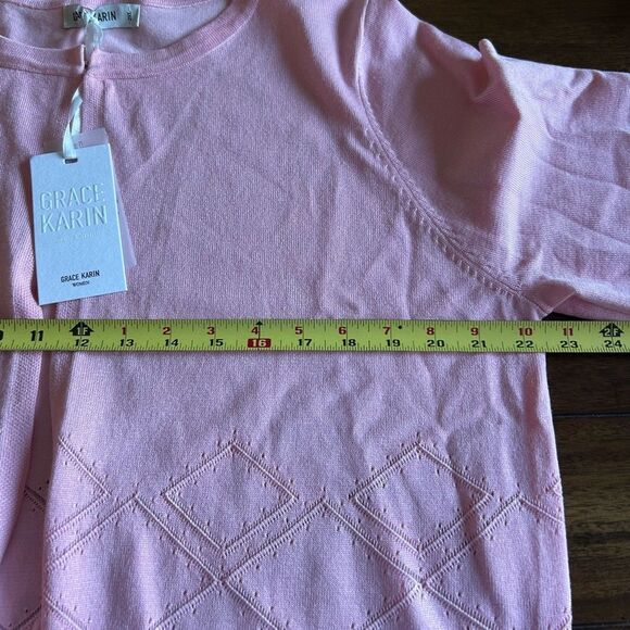 Grace Karin Pink Cropped Cardigan Sweater Size 2XL New with tags - Picture 7 of 9